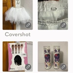 FLUFF big tiered skirt sz14W+2 Day of the💀🕯Candles 8x2.5”+NEW fishnet stockings